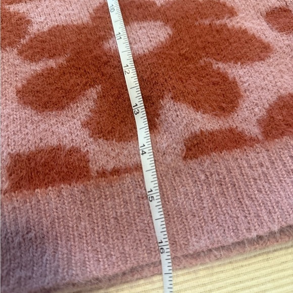 Art Class Girls XL 14/16 Pink Rust Floral Fuzzy Cropped Cardigan Sweater - Picture 5 of 7